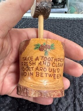 Vintage Japan - Wooden Toothpick Holder - Unique Funny